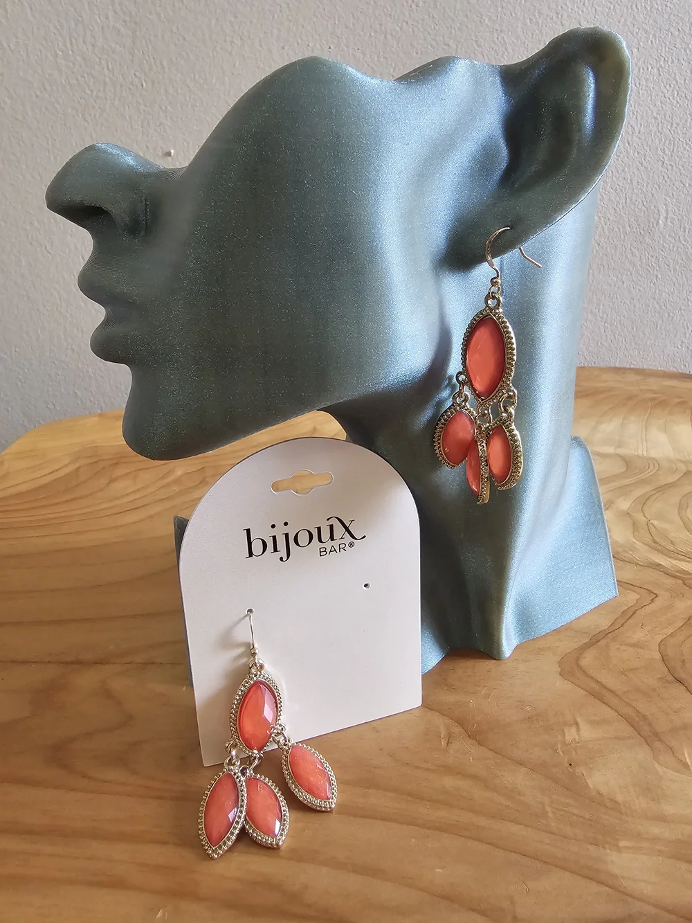 Gold-Tone Orange Gemstone Chandelier Earrings